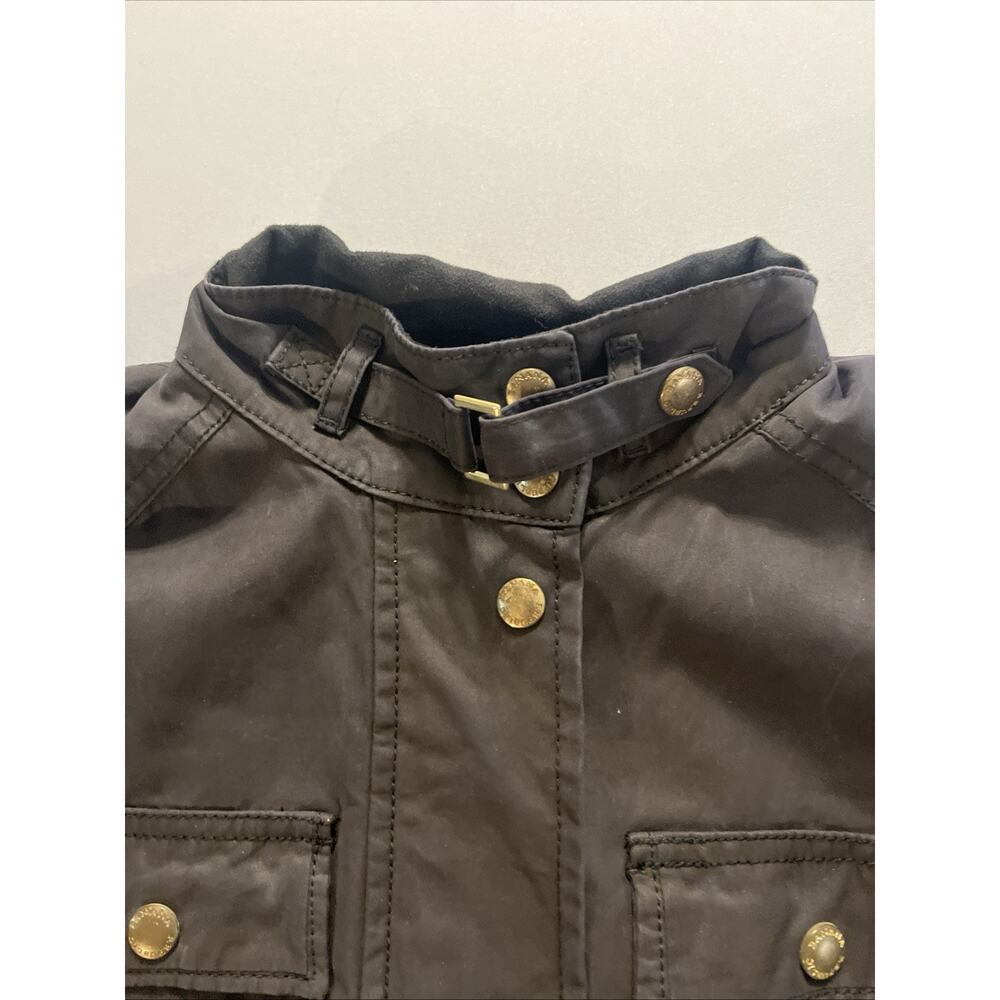 Womens Banana Republic Waxed Field Jacket Black Belted Flannel Lined Small S - Picture 3 of 9